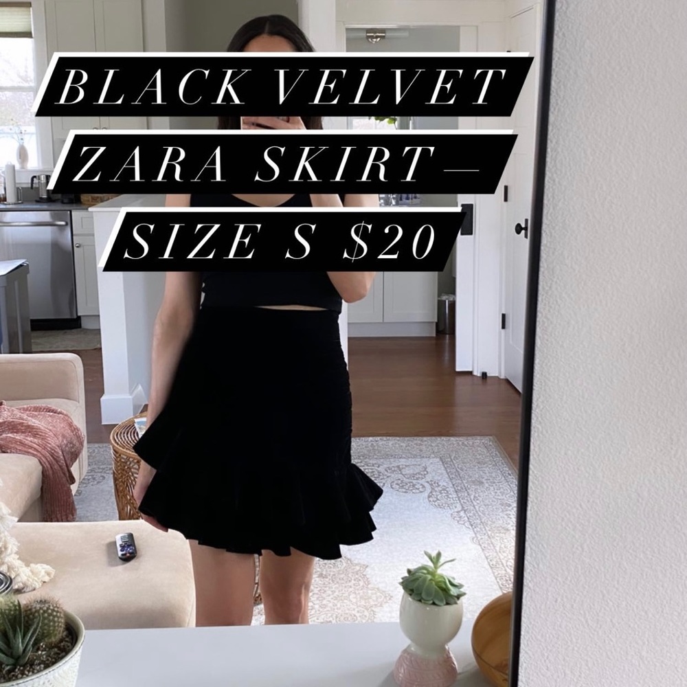 Black zara velvet skirt
